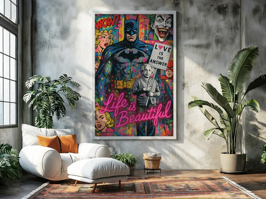 🎨 Картина Бэтмен и поп-арт коллаж с надписями