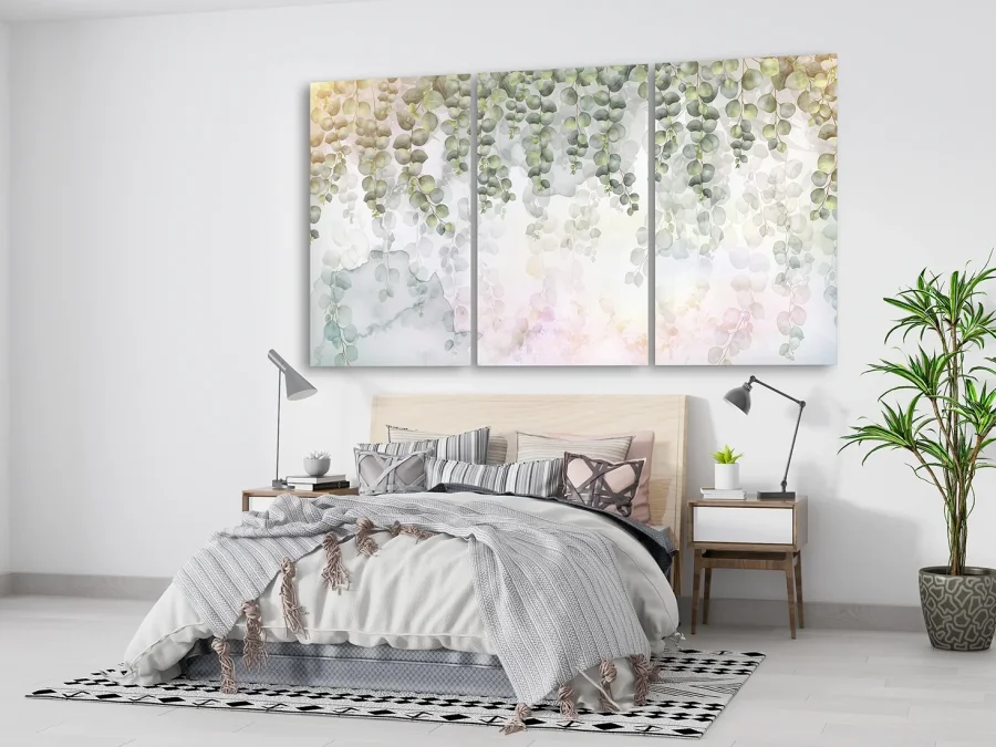 🌿 Модульная картина нежные ветви эвкалипта на холсте