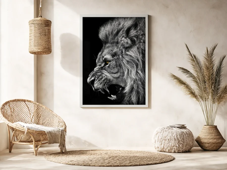 Tablou leu alb-negru profil agresiv pe panza