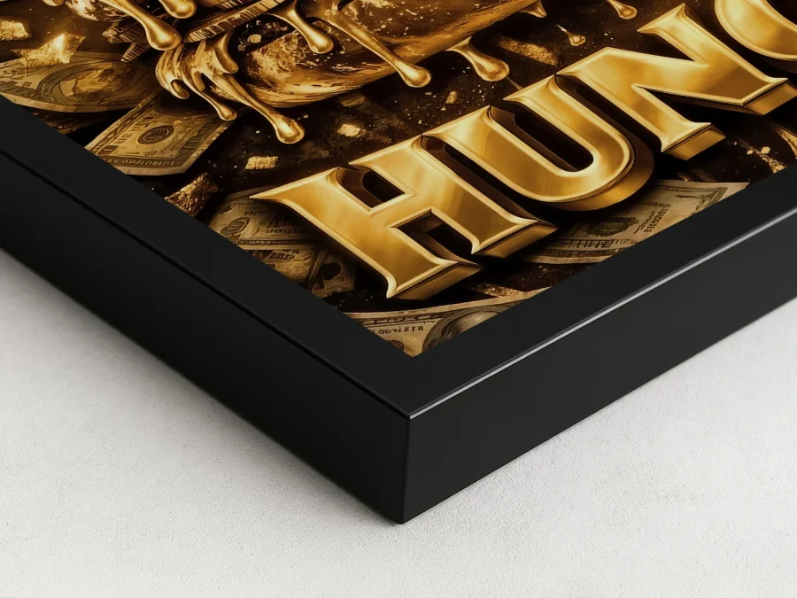 🍔 Картина золотой бургер с деньгами и надписью