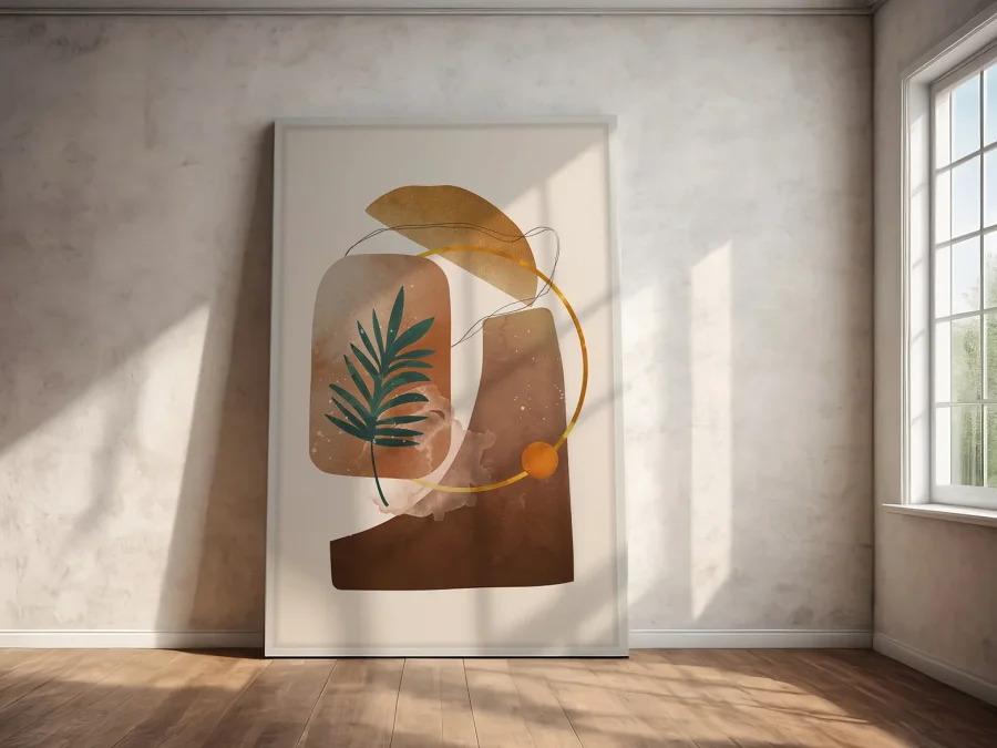 🌿 Абстрактная композиция с листьями и формами