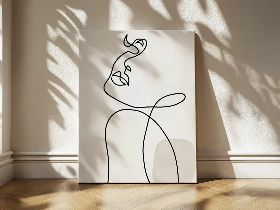 🎨 Tablou Line Art Profil de Femeie pe pânză