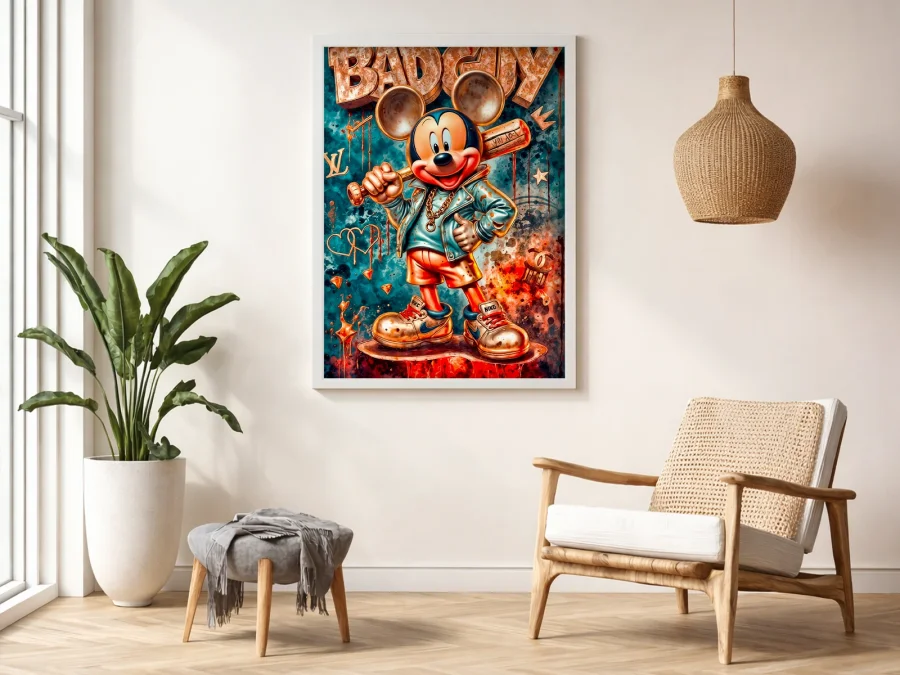 🔥 Tablou șoricel BAD BOY cu bâtă stil graffiti