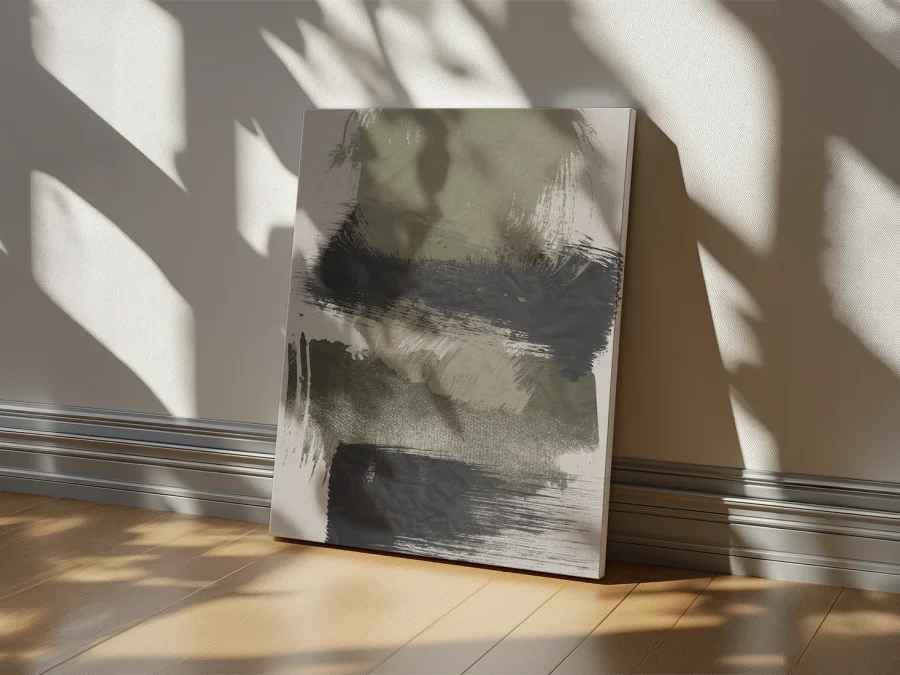 🎨 Tablou Abstracție Tușe Verzi pe pânză