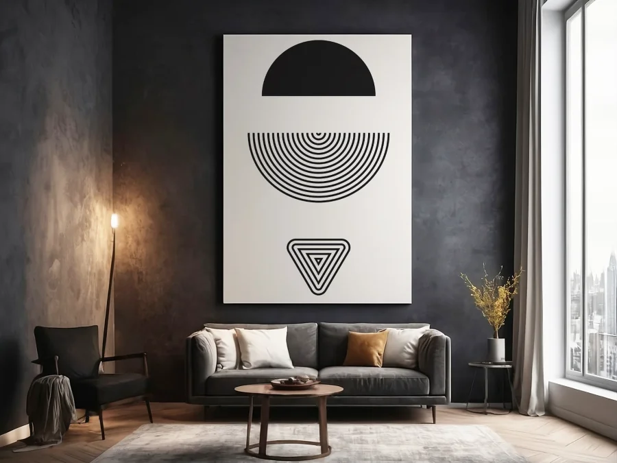 🎨 Tablou Geometrie Alb-Negru Bauhaus pe pânză