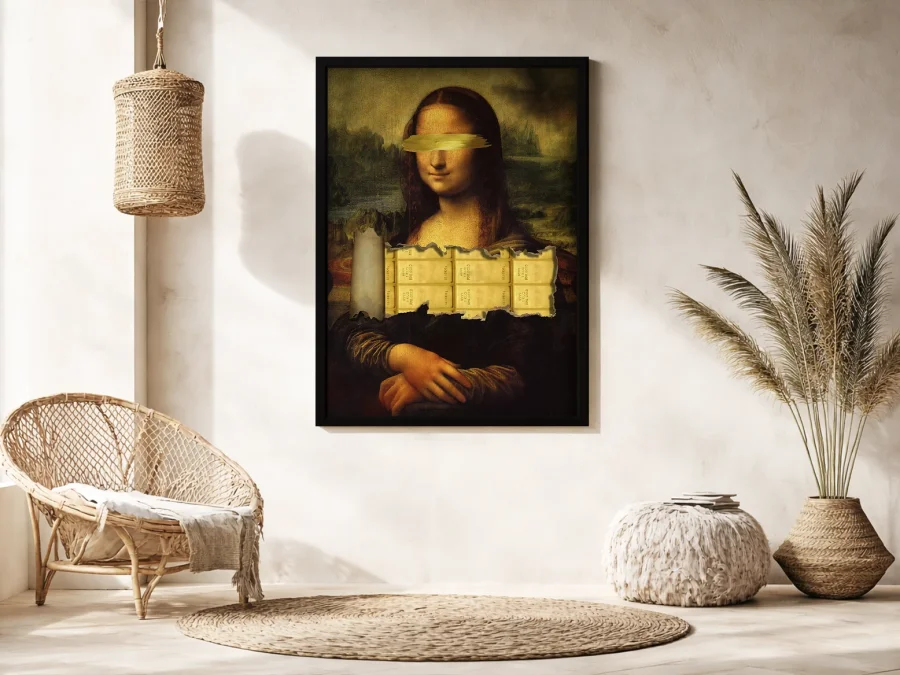 🖼 Tablou pe pânză Mona Lisa cu accente aurii