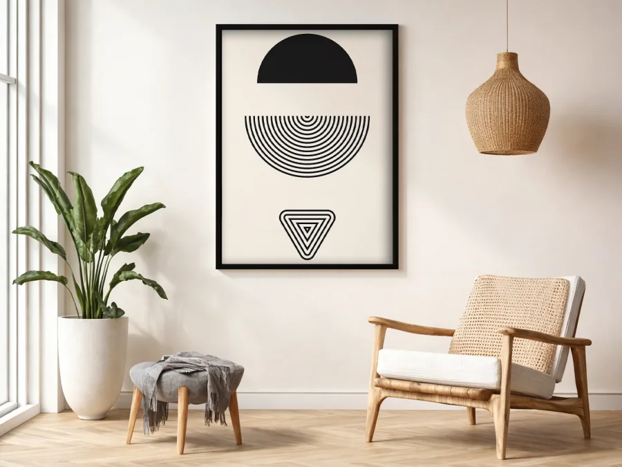 ⚫ Картина в раме геометрия круги и линии минимализм