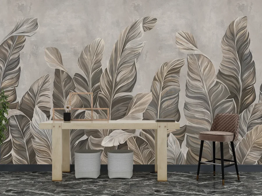 🍂 Фотообои «Тёплые бежево-коричневые листья в стиле модерн»