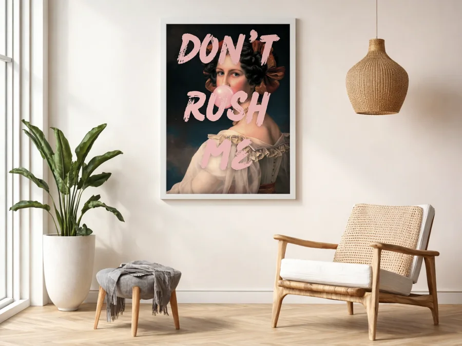 💬 Картина на холсте Девушка с жвачкой DON'T RUSH ME