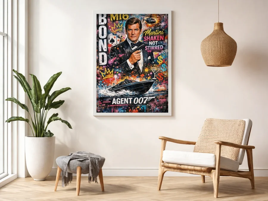 🔫 Tablou James Bond cu pistol și barcă