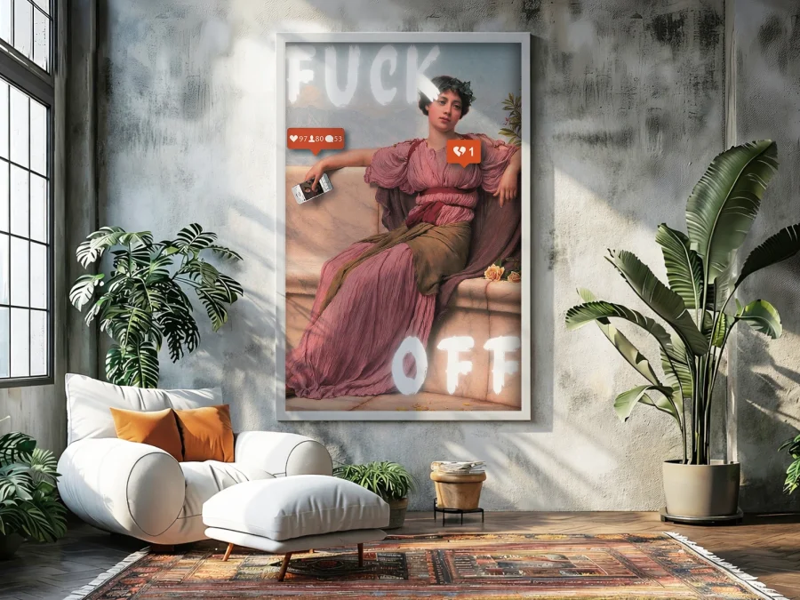 📵 Tablou pe pânză portret cu text FUCK OFF