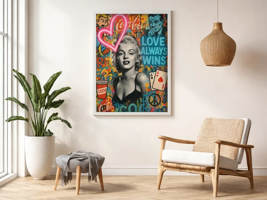 🎨 Tablou Marilyn Monroe pop art cu accente vibrante