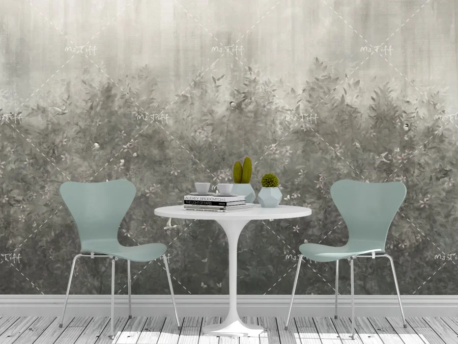 🌿 Fototapet „Ceață de pădure cu flori”