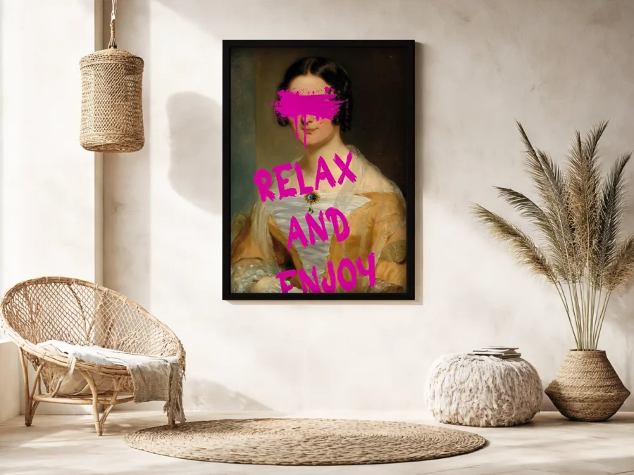 💗 Картина на холсте Портрет с надписью RELAX AND ENJOY