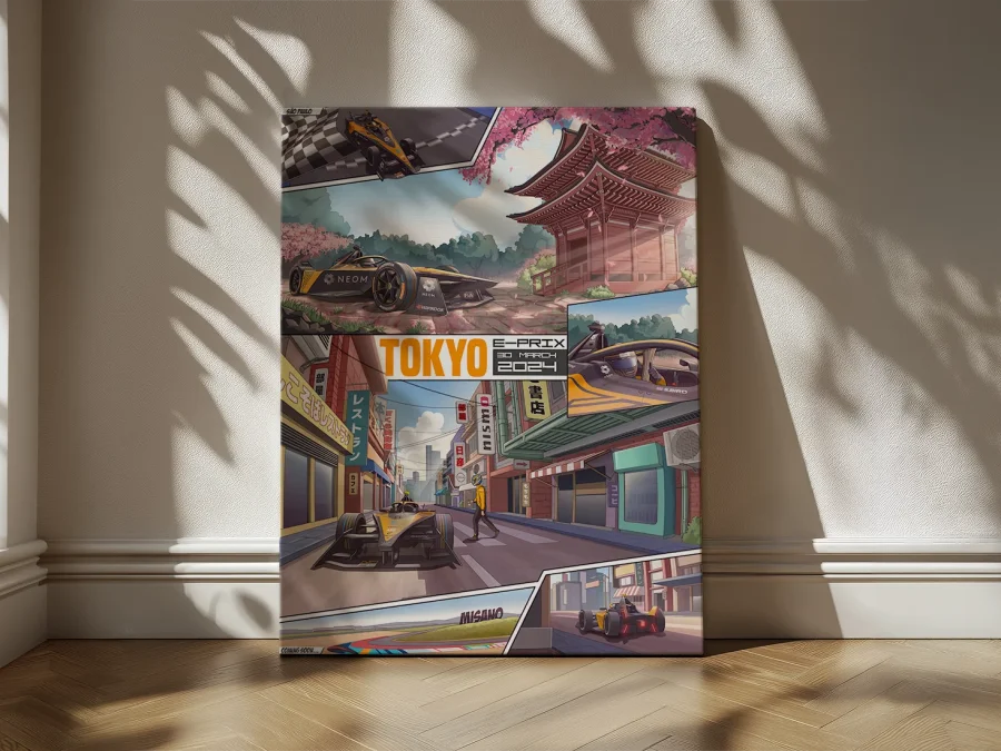 🏎️ Картина на холсте Формула E Токио E-Prix 2024 гонки