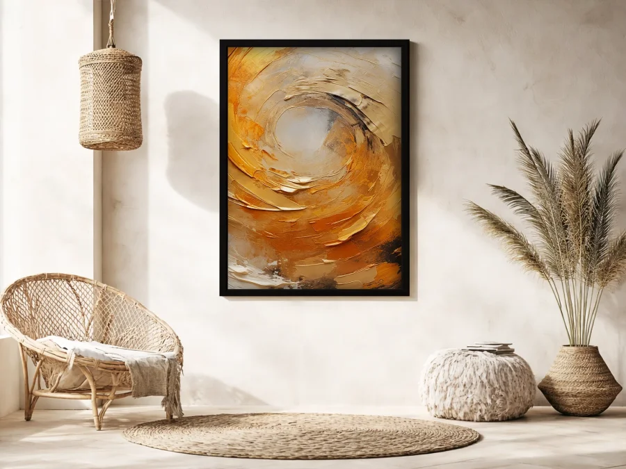 🎨 Картина абстракция вихрь в тёплых тонах на холсте