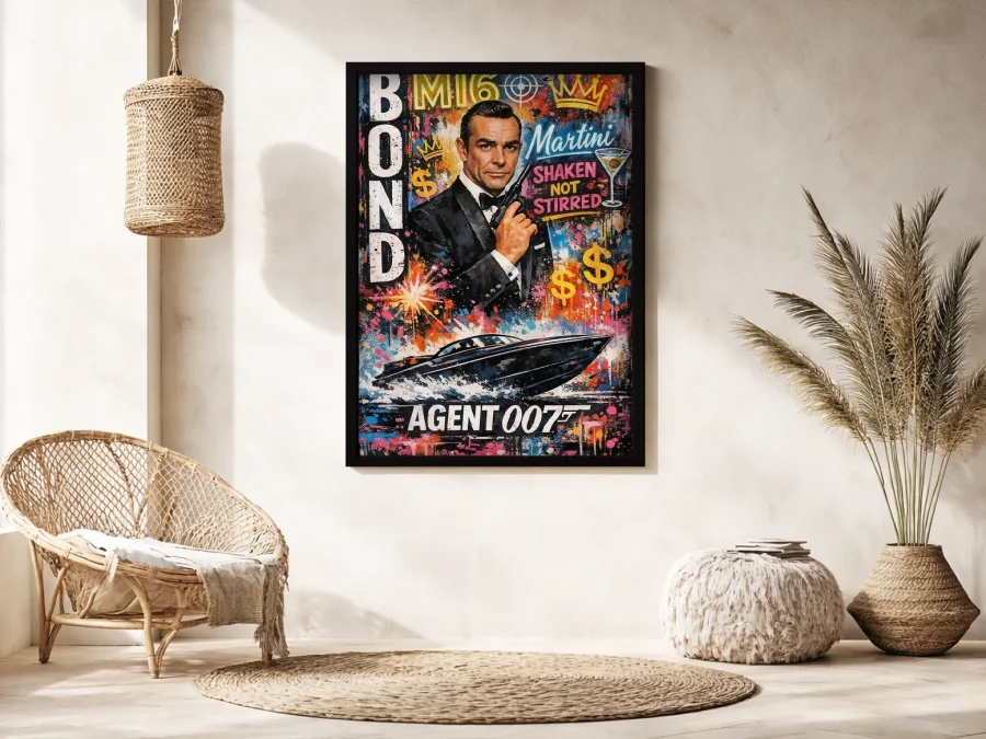 🔫 Картина Бонд MI6 с катером и яркими эффектами