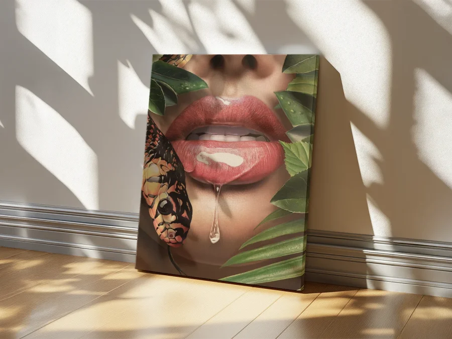 👄 Картина Искушение Губы и Змея на холсте