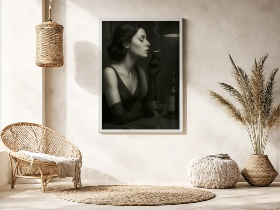 🚬 Картина Женщина в винтажном стиле с сигаретой
