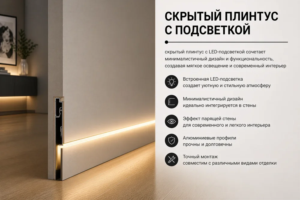Скрытый плинтус с подсветкой