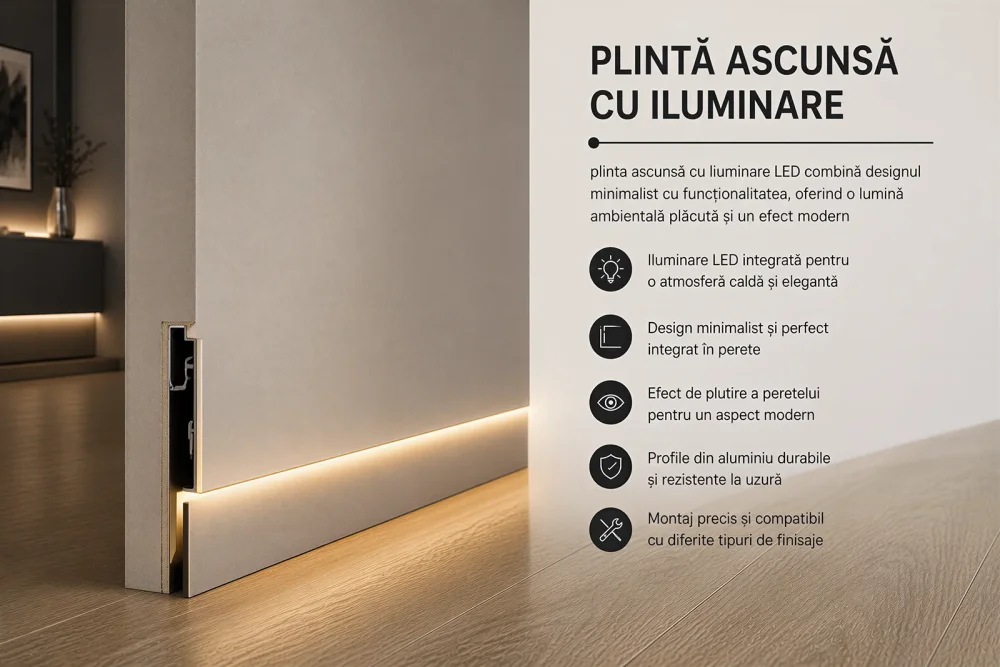 Plinta ascunsă cu iluminare